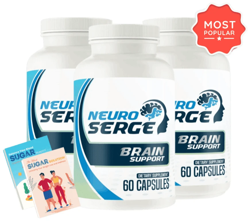 Three bottles of Neuro Serge with two bonus books
